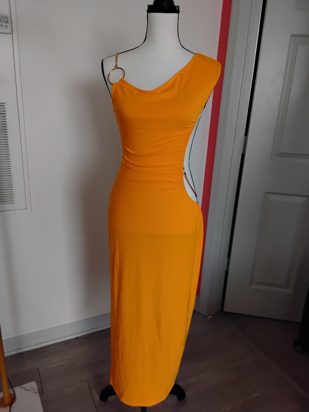 WeWoreWhat One-Shoulder Cutout Maxi Dress in Orange